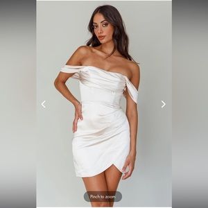 Off the shoulder silk engagement rehearsal dress
